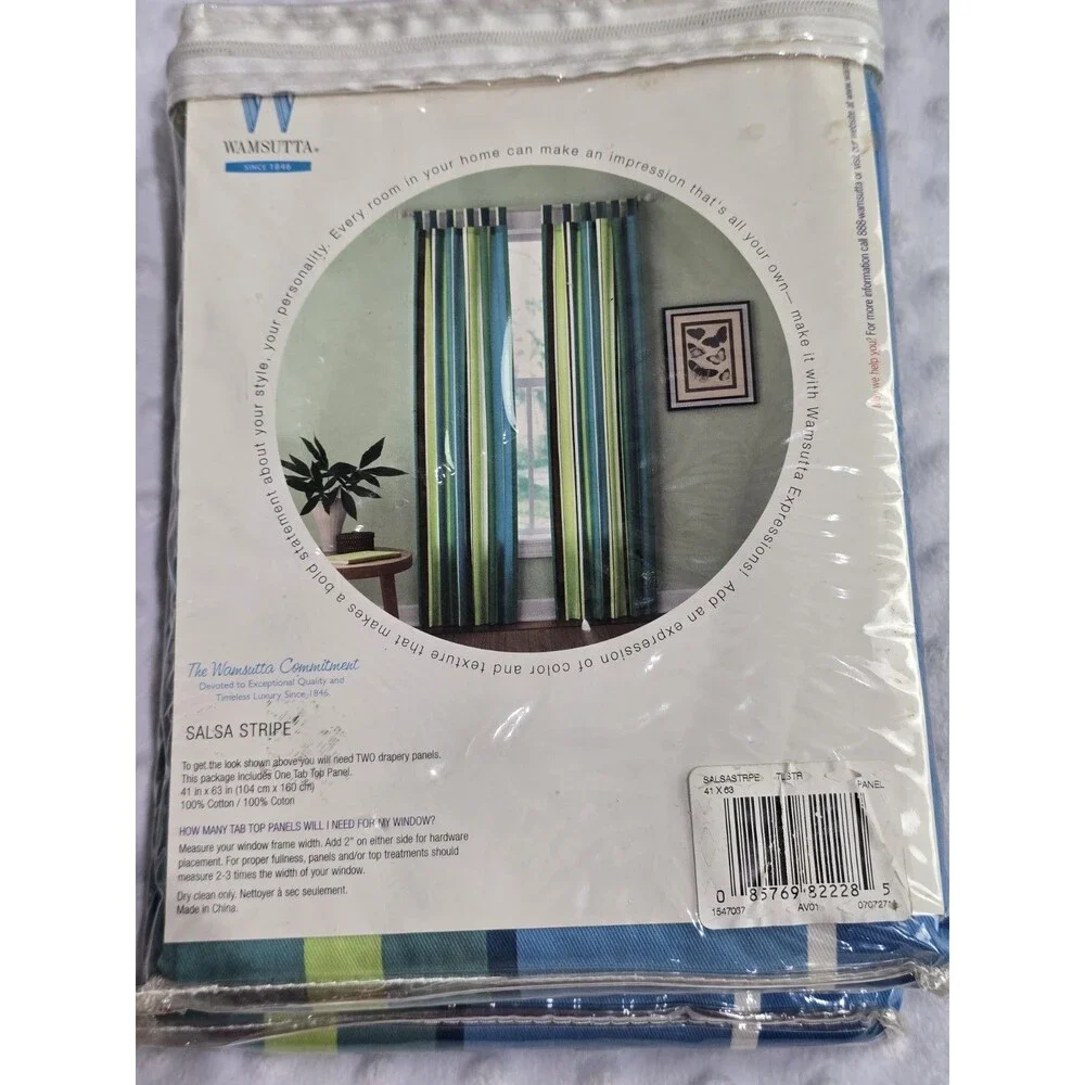 2 Wamsutta Expressions Drape Set Salsa Stripe Tab Top Curtain Panels 41